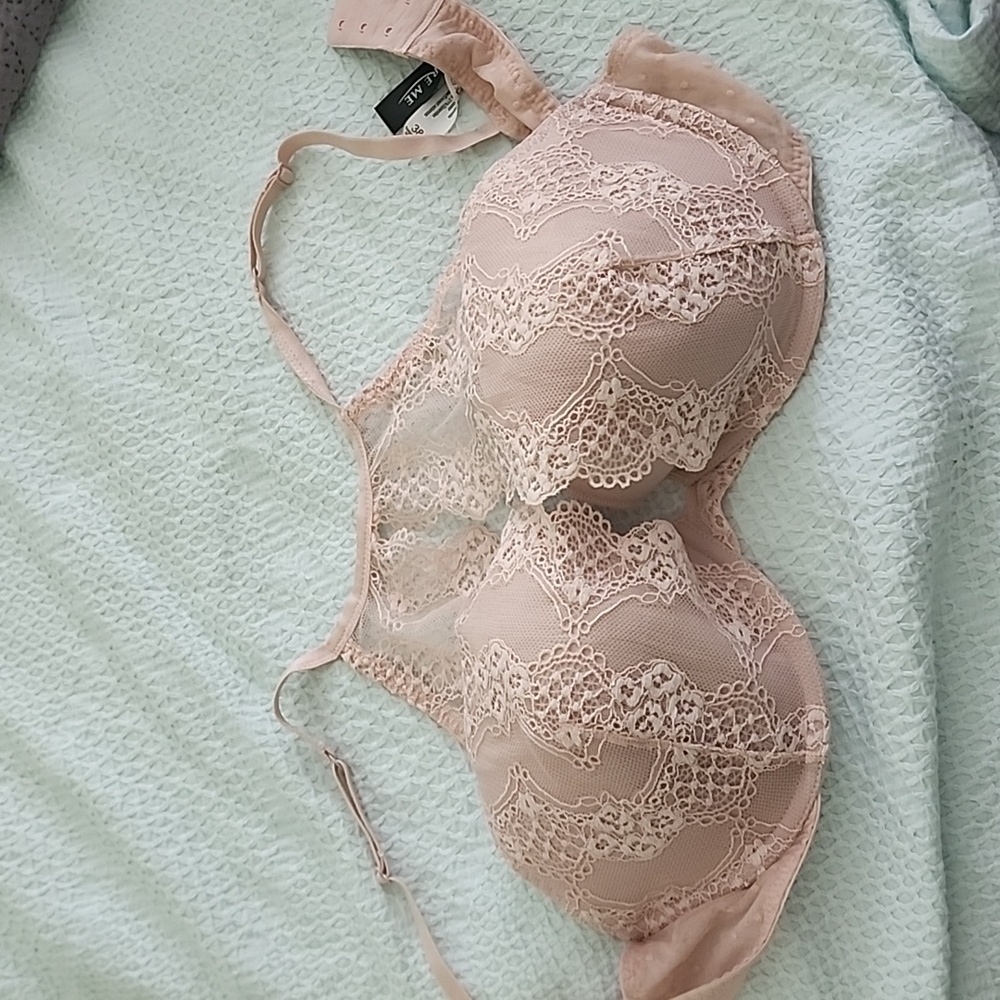 Adore Me Blush Pink High Neck Lace Bra 38C